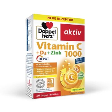 Doppelherz Aktiv Vitamin C 1000 + Vitamin D3 + Cink, 30 tablet