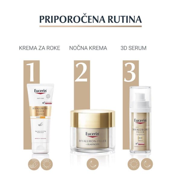 Eucerin Hyaluron-Filler + Elasticity krema za roke proti starostnim pegam ZF 30, 75 ml