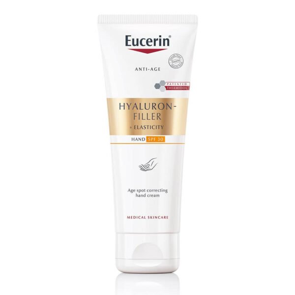 Eucerin Hyaluron-Filler + Elasticity krema za roke proti starostnim pegam ZF 30, 75 ml