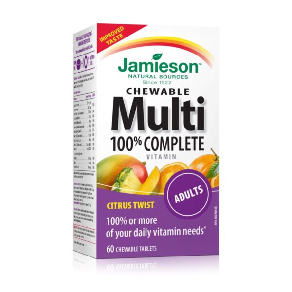 Jamieson Multi 100% Complete multivitamini in minerali za odrasle, 60 žvečljivih bonbonov