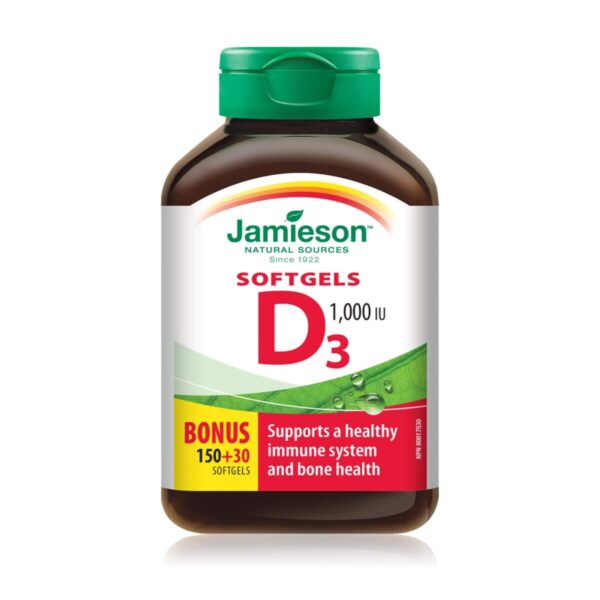 Jamieson vitamin D 1000 IE, 180 kapsul