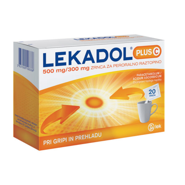 Lekadol plus C 500 mg na 300 mg zrnca za peroralno raztopino, 20 vrečk