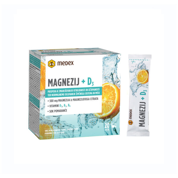 Medex Magnezij + D3 instant napitek, 20 vrečk