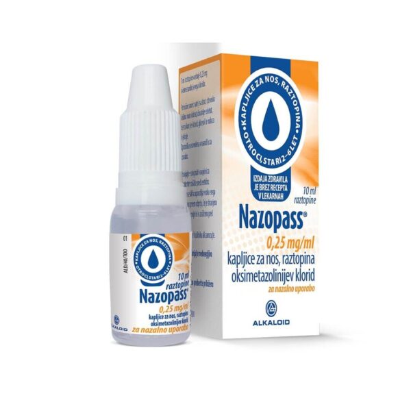 Nazopass 0,25 mgml kapljice za nos, 10 ml