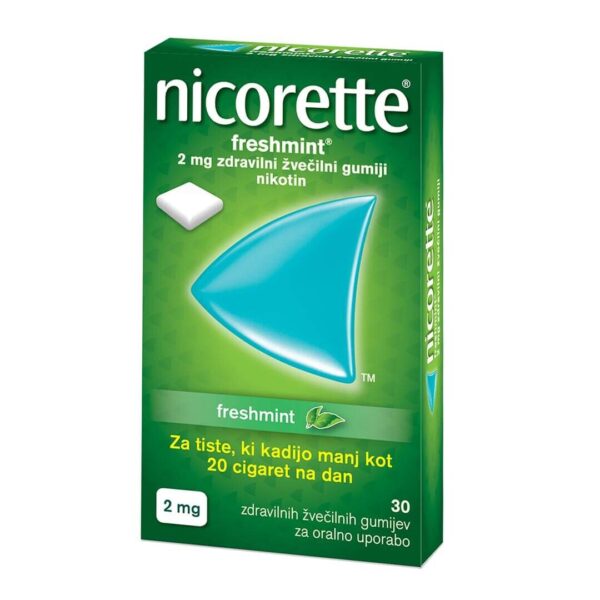 Nicorette Freshmint 2 mg žvečilni gumiji, 30 žvečilnih gumijev