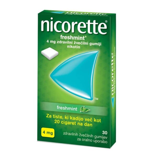 Nicorette Freshmint 4 mg žvečilni gumiji, 30 žvečilnih gumijev