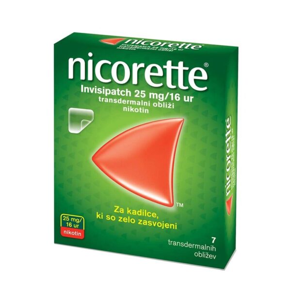 Nicorette Invisipatch 25 mg16 ur transdermalni obliži, 7 obližev