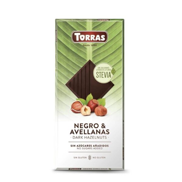 Torras Stevia temna čokolada z lešniki, 125 g