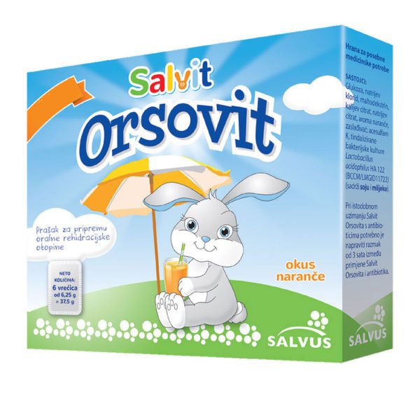 Salvit Orsovit prašek z okusom pomaranče, 6 vrečk